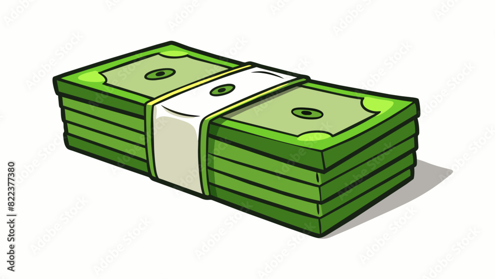 Poster a stack of crisp neatly organized dollar bills representing the financial resources and assets of a 