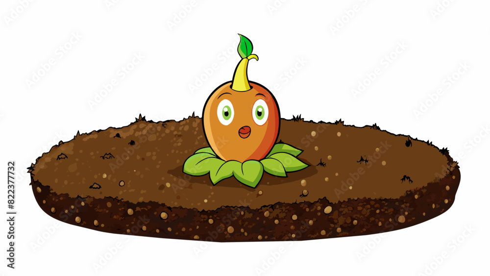 Poster A tiny seed buried deep within the dark rich soil beginning its journey from obscurity to growth. It is small and unassuming but holds an incredible. Cartoon Vector