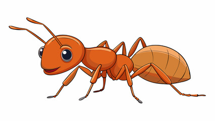 A tiny ant scurries across the ground its body no more than a few millimeters in length.. Cartoon Vector