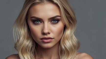 Fototapeta premium Beautiful attractive blonde woman model sad expression