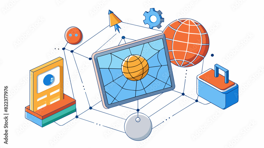 Fototapete A web is a virtual space on the internet that contains multiple web pages linked together by hyperlinks. It is accessible from any device with an. Cartoon Vector