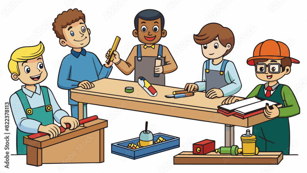 Poster A woodworking course In this course students will learn the basics of woodworking including how to safely operate tools and read plans. They will also. Cartoon Vector