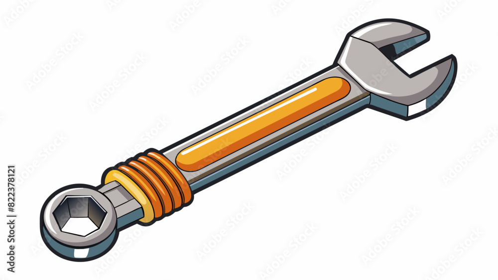 Poster a wrench a tool with two adjustable metal jaws and a handle. used for tightening or loosening nuts a