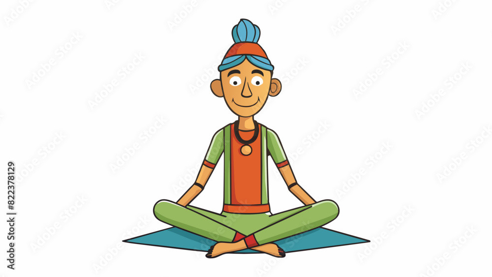 Poster a yogi sits in a crosslegged position their spine elongated and their body relaxed. they find inner 