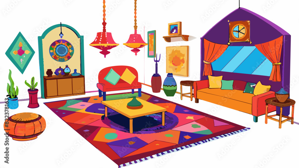 Poster Bohemian Eclectic This style is a mix of global influences bold colors and eclectic patterns. Its characterized by an effortless and freespirited vibe. Cartoon Vector