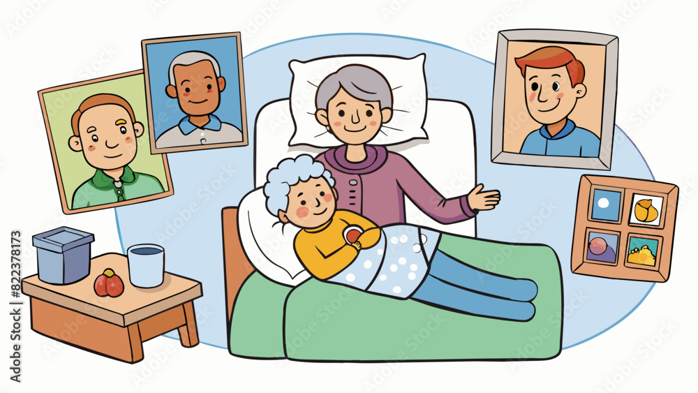 Poster caring for a loved one who is sick includes making sure they take their medication on time and provi