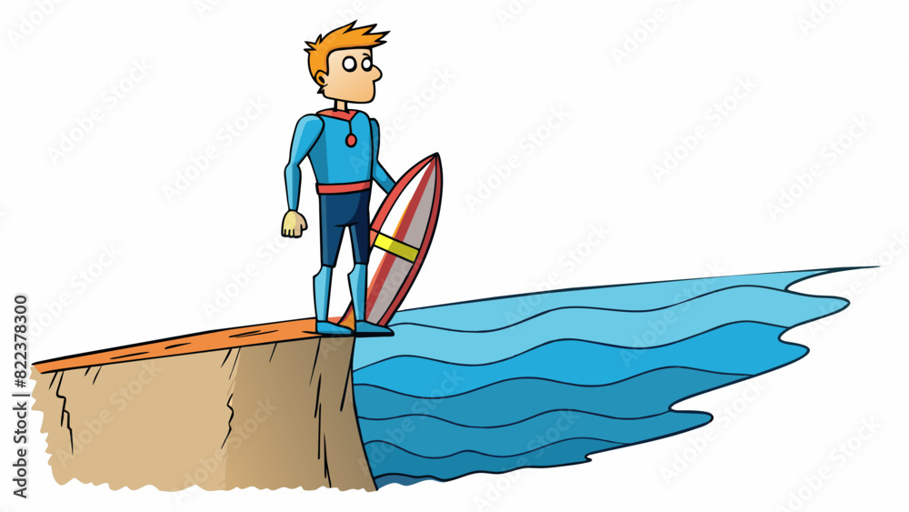 Aufkleber example 5 a man stands at the edge of a cliff the wind blowing through his hair as he looks out at t