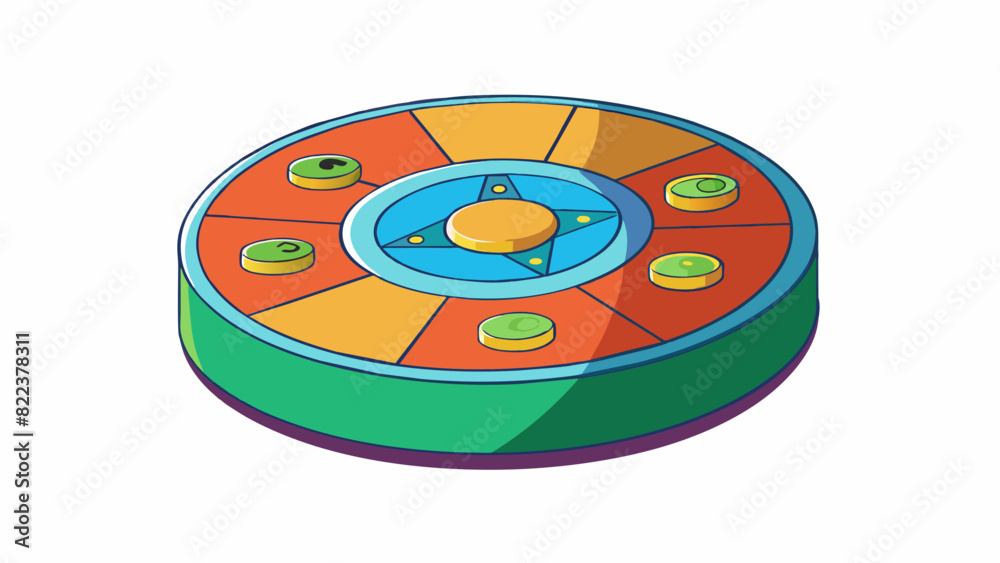 Aufkleber Factor D is a round plastic disc with a colorful pattern on one side and numbers and shapes on the other. It can be spun on a flat surface and has a. Cartoon Vector