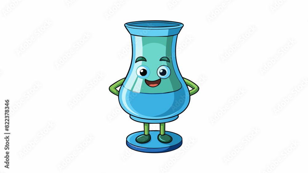Poster Glass vase A transparent container made of fragile material usually with a narrow neck and wider base used for displaying flowers or other decorative. Cartoon Vector