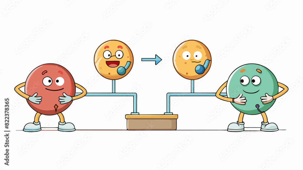 Aufkleber Imagine a rubber ball bouncing back and forth between two players. Each bounce represents a question and answer in the lesson with each player adding. Cartoon Vector