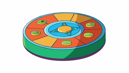 Factor D is a round plastic disc with a colorful pattern on one side and numbers and shapes on the other. It can be spun on a flat surface and has a. Cartoon Vector