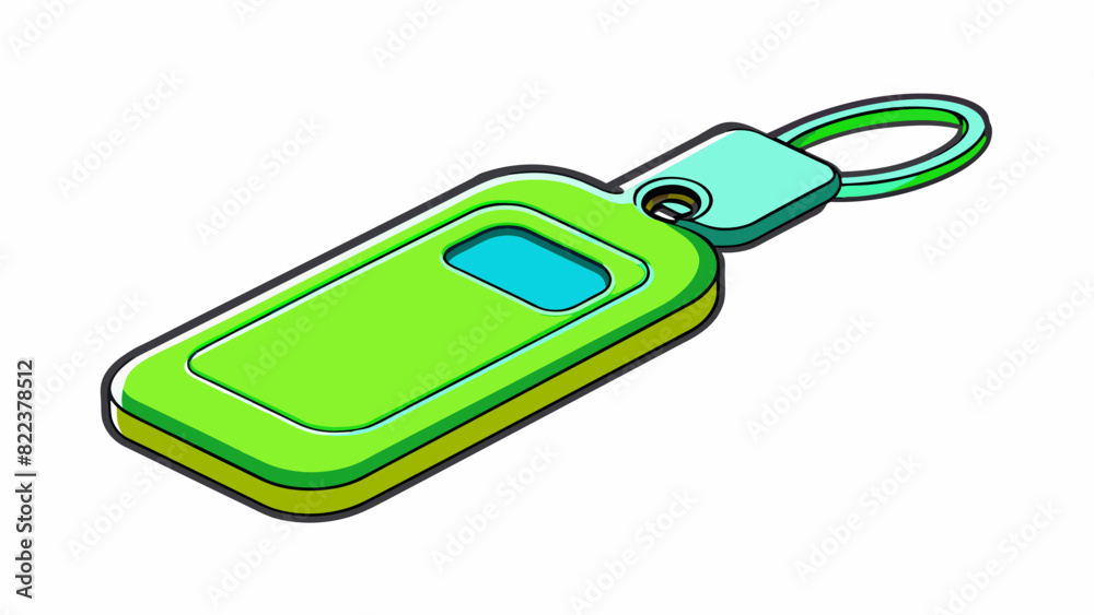 Aufkleber Key Three is a long slender object made of plastic. It is neon green with a thin ridged shape that tapers at the top. It has a button on one end that. Cartoon Vector