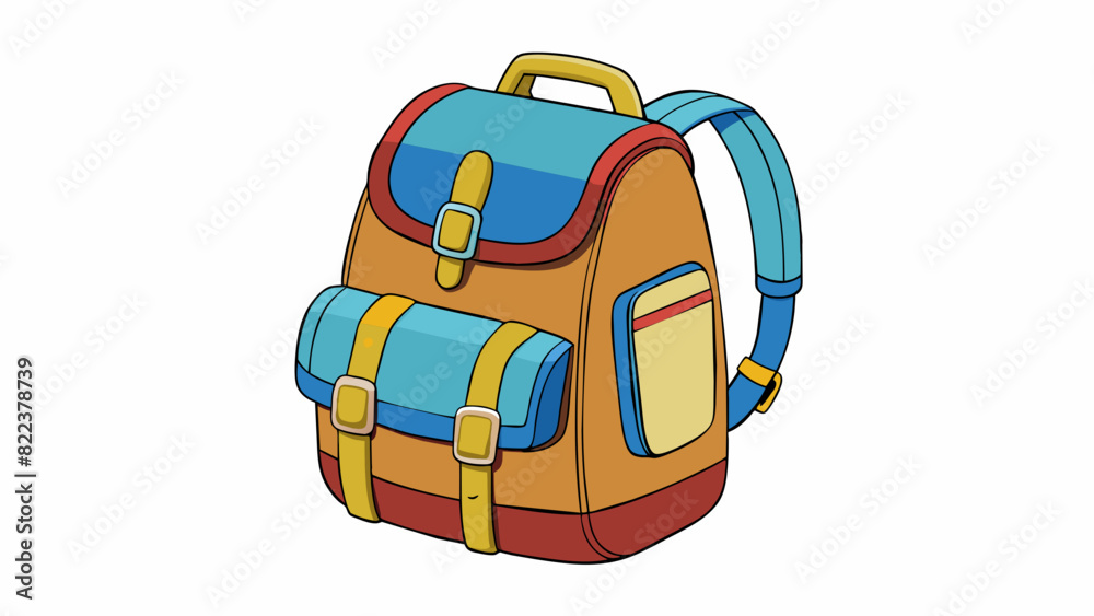 Poster Standard backpack A bag made of durable material with two adjustable ss a main compartment and pockets for organization.. Cartoon Vector