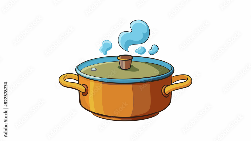 Poster steam rises off of the boiling pot in the gaseous phase as the molecules move rapidly and spread out