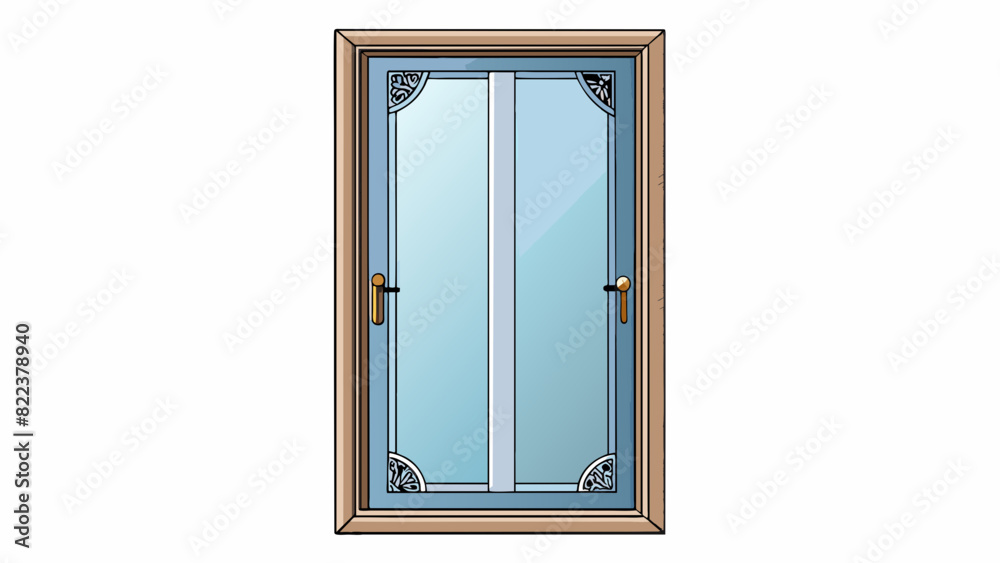 Canvas Prints The door was made of glass with a delicate design etched onto its surface. The handle was made of brushed steel cool to the touch.. Cartoon Vector