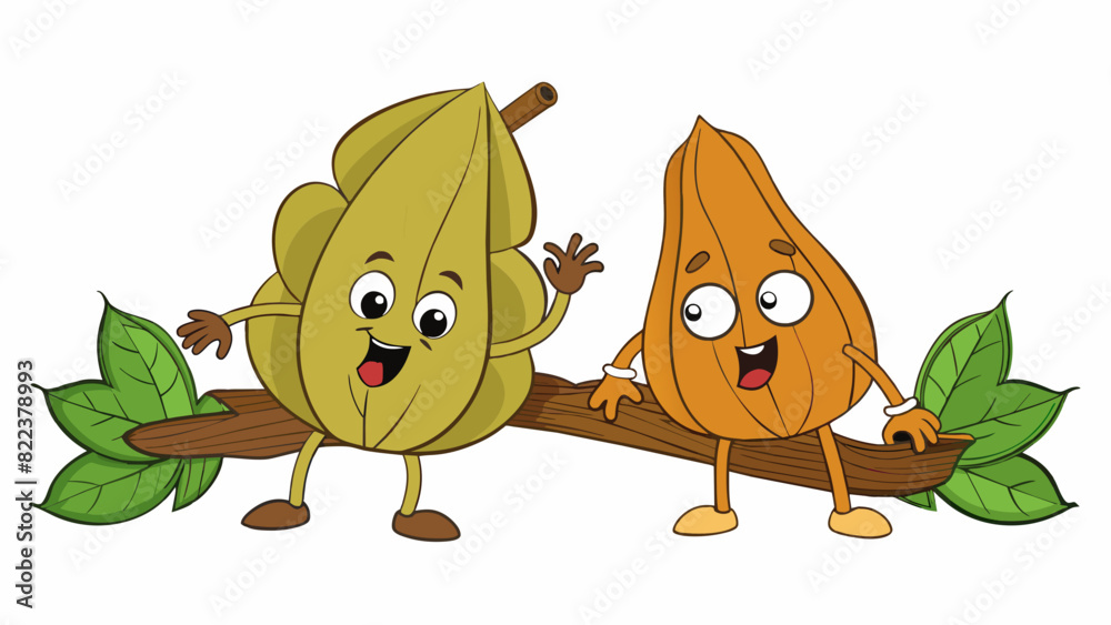 Poster The gentle rustle of leaves in the wind creating a soft and soothing melody as they brush against each other and the rough bark of nearby trees.. Cartoon Vector