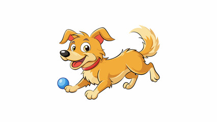 The dogs tone was playful and excited as it wagged its fluffy tail and barked joyfully while chasing its favorite ball around the backyard.. Cartoon Vector