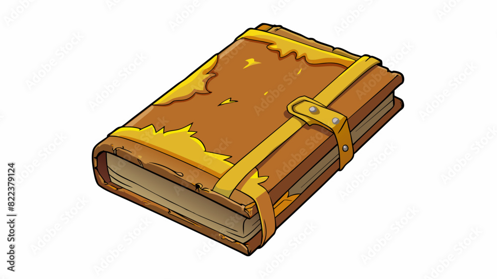 Poster the old faded book had a cracked leather cover and yellowed pages with the title ly visible on the s