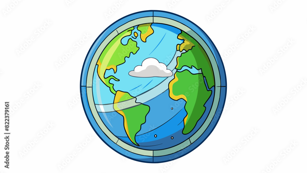 Poster The outer layer of the Earths atmosphere is a thin protective shield of gases protecting us from the harsh conditions of space.. Cartoon Vector