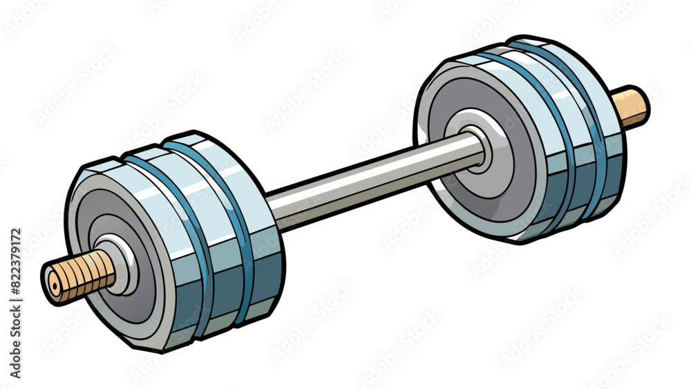 Aufkleber The metal dumbbell I lifted at the gym felt heavy and dense. Its weight was evenly distributed making it challenging to hold for an extended period.. Cartoon Vector