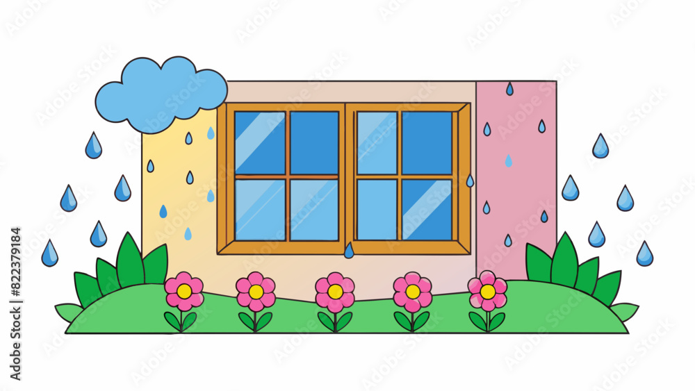 Poster the rain was gentle and steady tapping against the windows with a soothing rhythm. the flowers in th