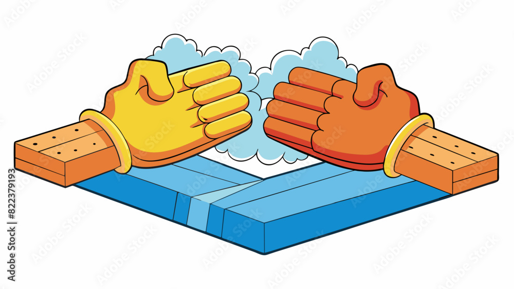 Poster The principle of friction can be felt when rubbing your hands together as the rough surfaces create resistance and generate heat.. Cartoon Vector