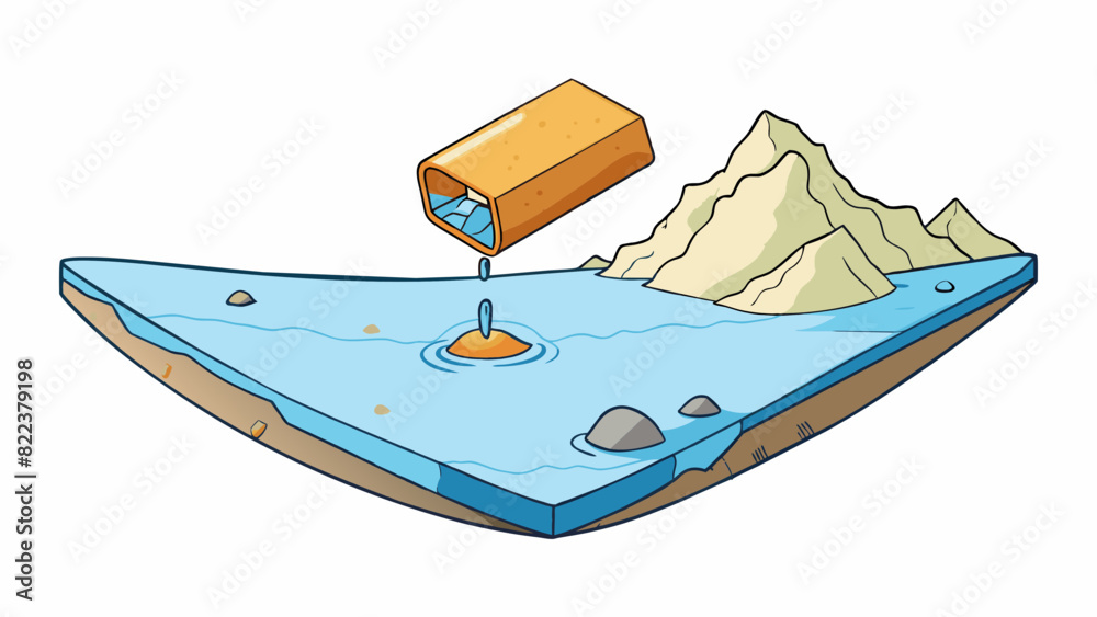 Poster The principle of buoyancy can be seen when a lightweight object such as a cork floats on top of water while a heavier object like a rock sinks to the. Cartoon Vector