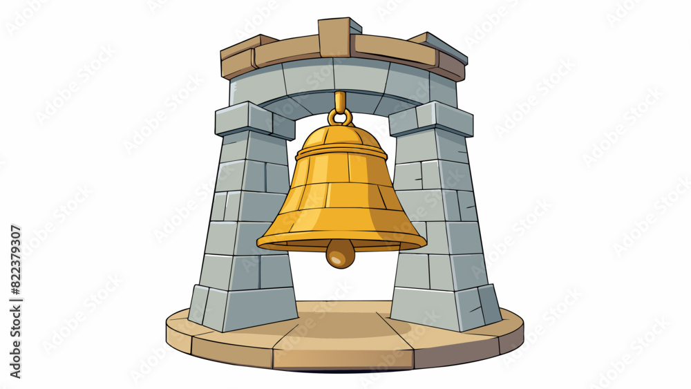 Aufkleber The sound of a ringing bell filled with clarity and resonance echoing through the empty halls of an ancient stone castle.. Cartoon Vector