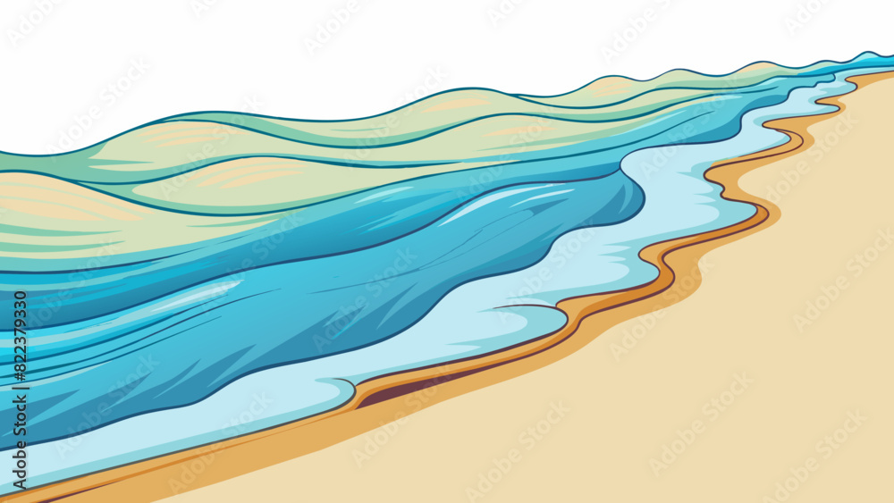Poster The soft gentle waves lapping against the shore gave a tranquil and serene effect to the beach creating a peaceful atmosphere for beachgoers.. Cartoon Vector