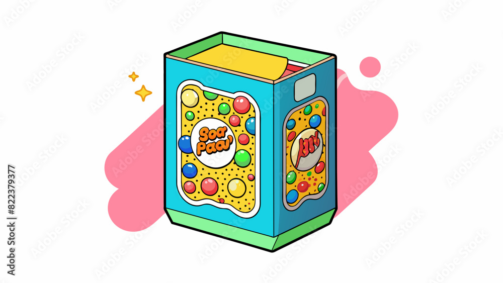 Poster The type on the cereal box was playful and bubbly featuring bright colors and rounded letters that appealed to children.. Cartoon Vector