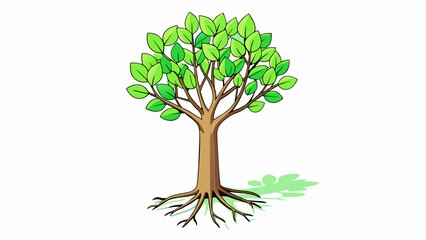 The tree was young and slender its smooth slender trunk rising up from the ground. The delicate oval shaped leaves were a soft shade of lime green and. Cartoon Vector