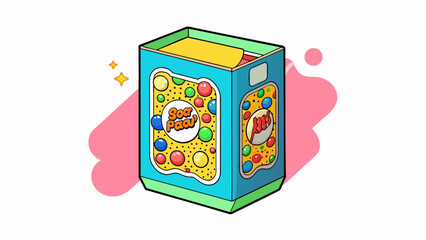 The type on the cereal box was playful and bubbly featuring bright colors and rounded letters that appealed to children.. Cartoon Vector