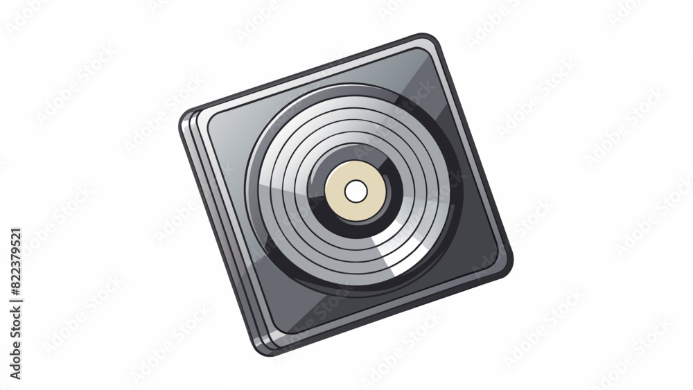 Poster This record was shaped like a square and made of a reflective metallic material. It had a glossy finish and was light enough to hold with one hand.. Cartoon Vector