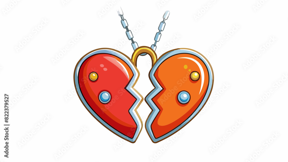 Poster two halves of a heart necklace that fit together to create a whole heart symbolizing a perfect match