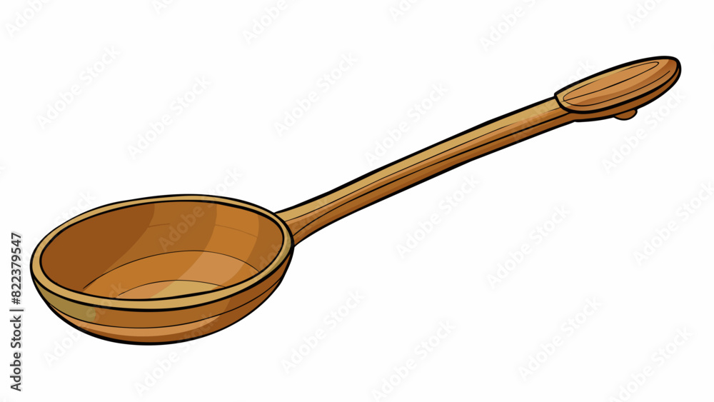 Poster wooden s a kitchen utensil made of solid wood with a long handle and a curved shallow bowl at the en