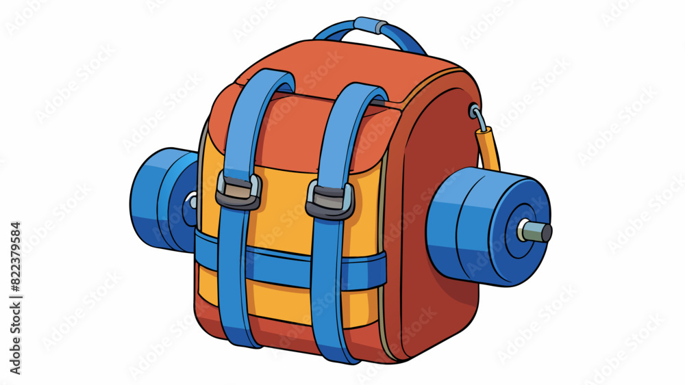Poster A backpack with a maximum weight capacity of 15 pounds featuring padded ss and multiple compartments for easy organization.. Cartoon Vector