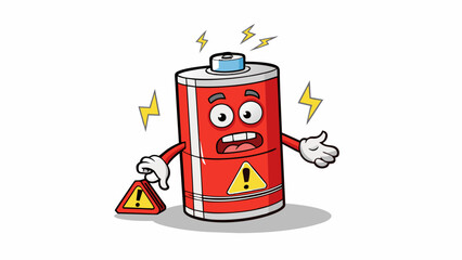 Obraz premium When a battery is overheated a pungent acrid gas can be detected indicating a potential danger.. Cartoon Vector