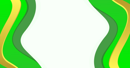 green wave abstract frame border with gold lines. white background, for banner, poster, cover design vector illustration