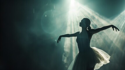 Dramatic Ballet Performance Under Spotlight - Art and Dance Highlighting Talent and Grace