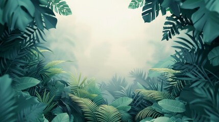 Environment flat design front view jungle theme 3D render Analogous Color Scheme