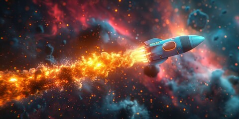 A space shuttle soars through a galaxy brimming with twinkling stars, showcasing the vastness of outer space