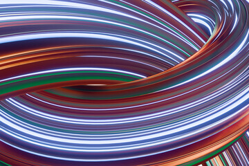 Colorful light trails forming abstract patterns.3d rendering