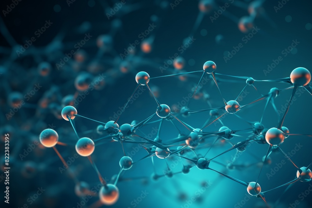 Poster abstract digital network structure with connecting dots and lines on a blue background