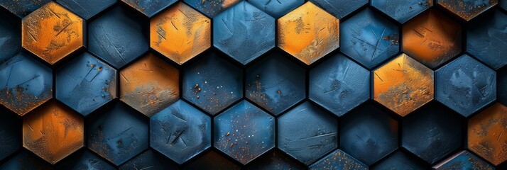 A wall constructed with metal hexagonal shapes creating a unique and modern architectural design