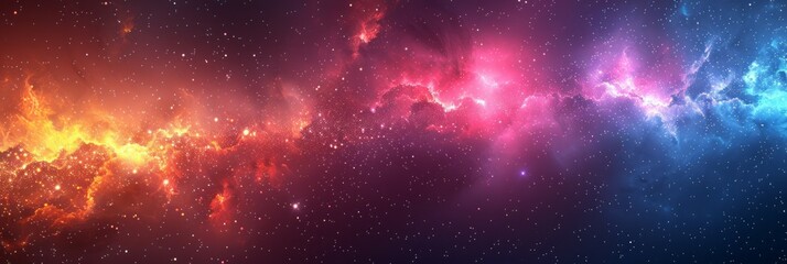 Naklejka premium A vibrant space featuring an array of stars and clouds in a colorful display