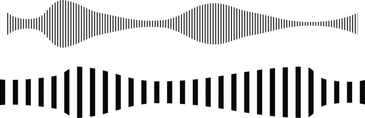 Radio Wave icon. Monochrome simple sound wave on whitet background. Vector sound wave icon. Music player sound bar. Record interface. Equalizer icon with soundwave line. vector illustration. 