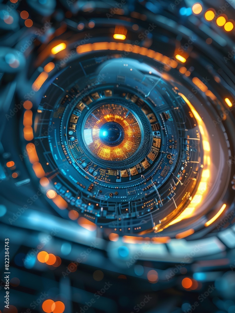 Poster eye of futuristic and innovative imagery ai and automation use of artificial intelligence and automa