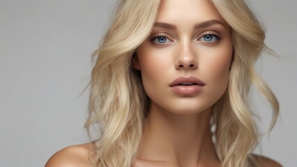 Naklejka premium Closeup portrait of a blonde beauty fashion model 