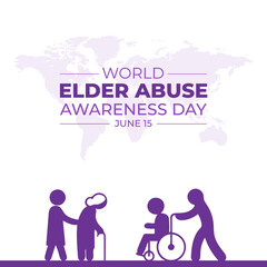 World Elder Abuse Awareness Day. 15 June. Holiday concept. Template for background with banner, poster and card. flat illustration. Flat design. Jpeg format.