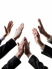 Group of people applauding together in business meeting
